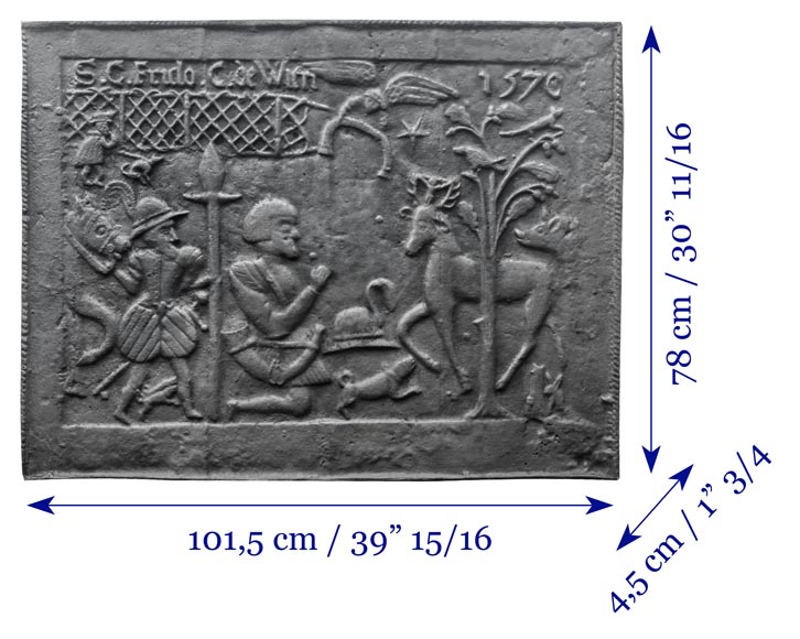 “The Conversion of Saint Hubert” Large modern cast iron fireplace plaque-8