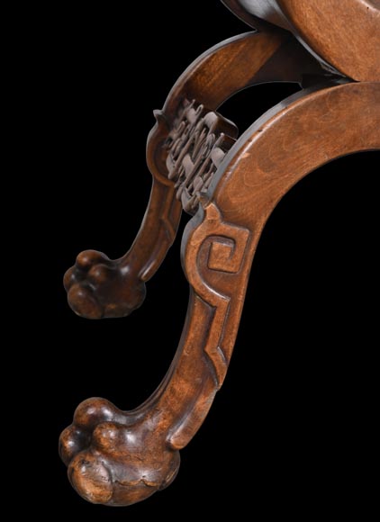 The Crystal Staircase (after), Large Japanese-style carved wooden bench with lion and Foo dog heads The Crystal Staircase (after), Large Japanese-style carved wooden bench with lion and Foo dog heads-7