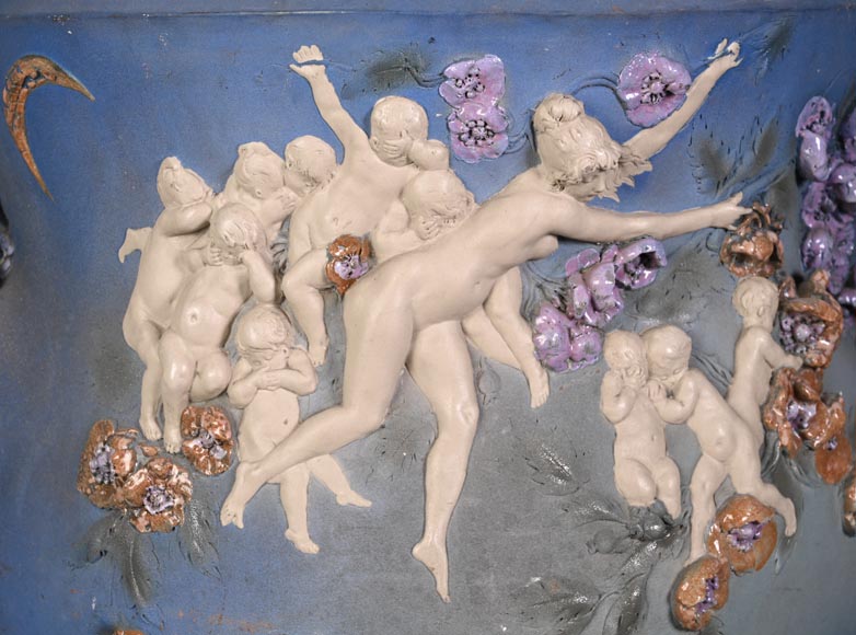 Louis Robert Carrier-Belleuse, “Allegory of Day and Night” Faience Cache-Pot-1