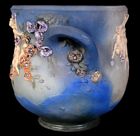 Louis Robert Carrier-Belleuse, “Allegory of Day and Night” Faience Cache-Pot-8