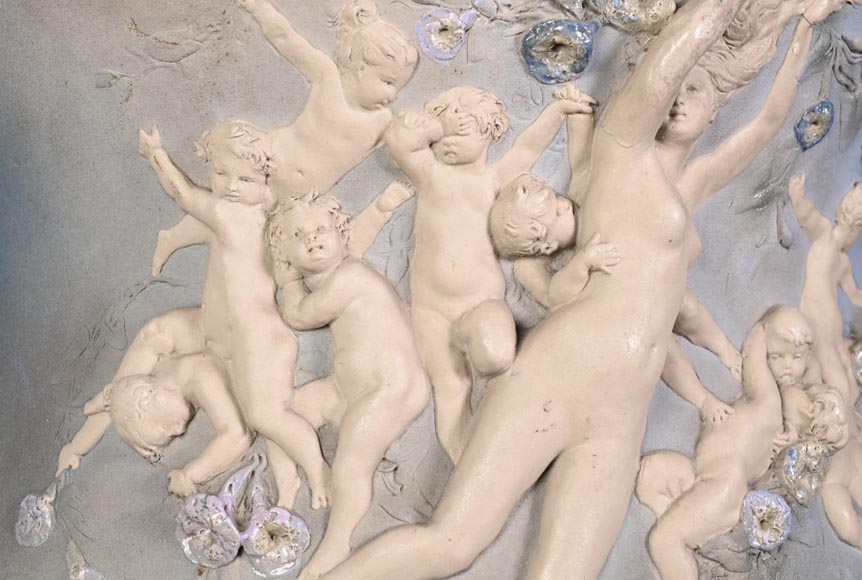 Louis Robert Carrier-Belleuse, “Allegory of Day and Night” Faience Cache-Pot-14
