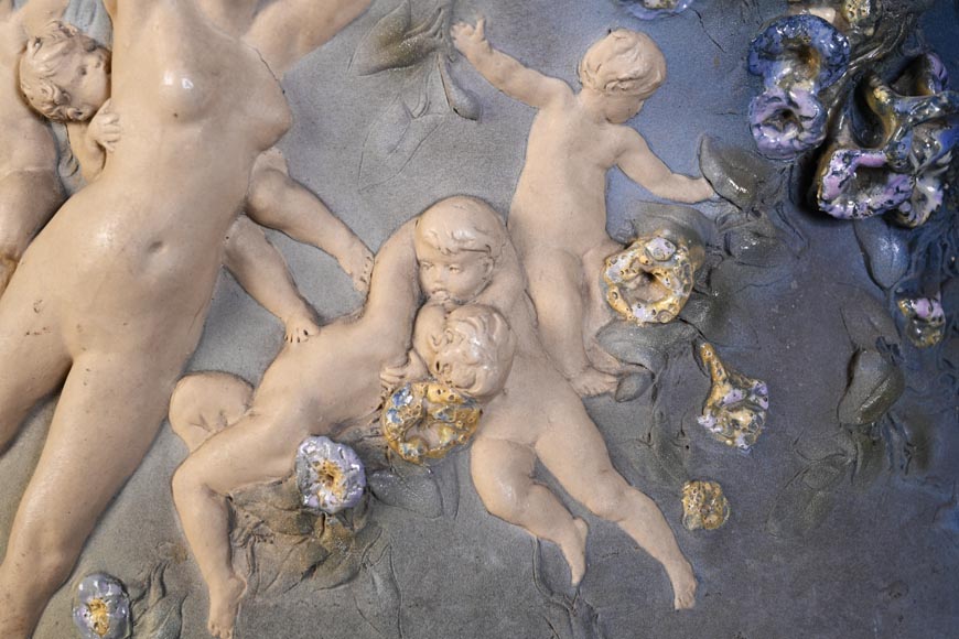 Louis Robert Carrier-Belleuse, “Allegory of Day and Night” Faience Cache-Pot-16
