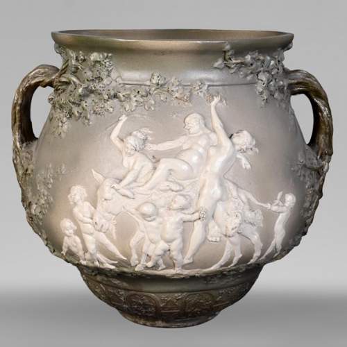 Louis Robert Carrier-Belleuse, “Bacchus and Ariadne at Naxos” Faience 