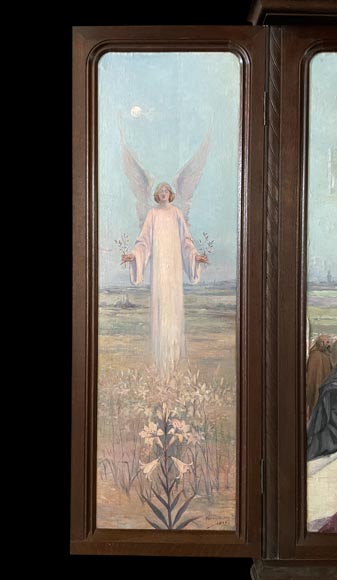 Charles-Édouard MAUGENDRE-VILLERS (1852-1922), Votive Triptych to the Virgin Mary, Protector against the Plague Charles-Édouard MAUGENDRE-VILLERS (1852-1922), Votive Triptych to the Virgin Mary, Protector against the Plague-6