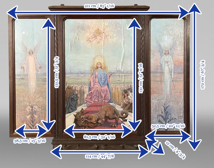Charles-Édouard MAUGENDRE-VILLERS (1852-1922), Votive Triptych to the Virgin Mary, Protector against the Plague Charles-Édouard MAUGENDRE-VILLERS (1852-1922), Votive Triptych to the Virgin Mary, Protector against the Plague-16