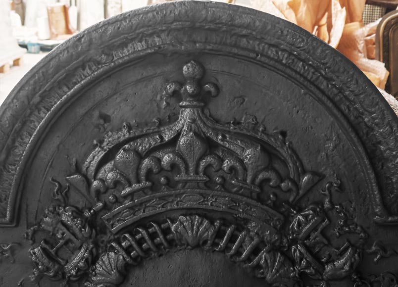 Fireplace plaque bearing the arms of France and the crowned H Fireplace plaque bearing the arms of France and the crowned H-1