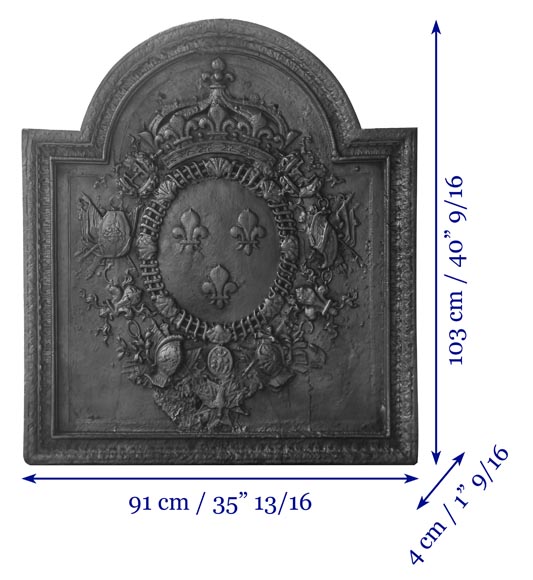 Henri IV periode Fireplace plaque bearing the arms of France and the crowned H Henri IV periode Fireplace plaque bearing the arms of France and the crowned H-12
