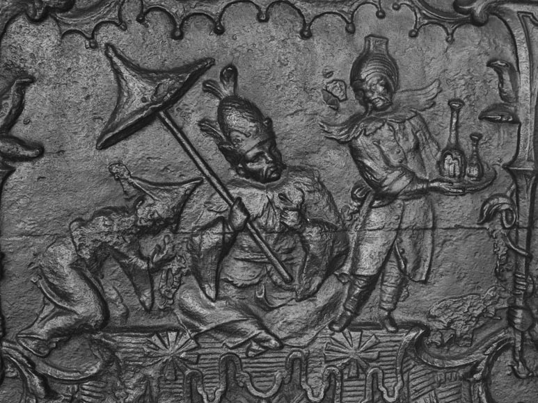 18th-century fireback featuring a chinoiserie design-1