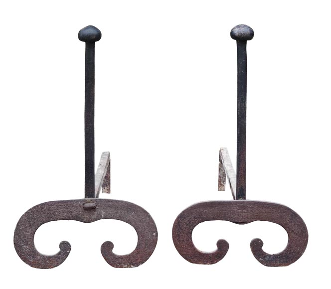 Pair of cast-iron andirons Pair of cast-iron andirons-0