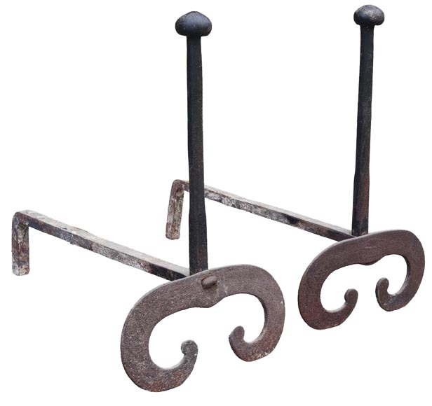 Pair of cast-iron andirons Pair of cast-iron andirons-1