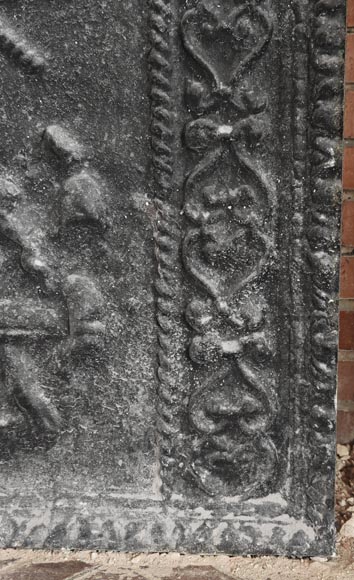 Cast-iron fireback decorated with a coat of arms and a portrait bust Cast-iron fireback decorated with a coat of arms and a portrait bust-6