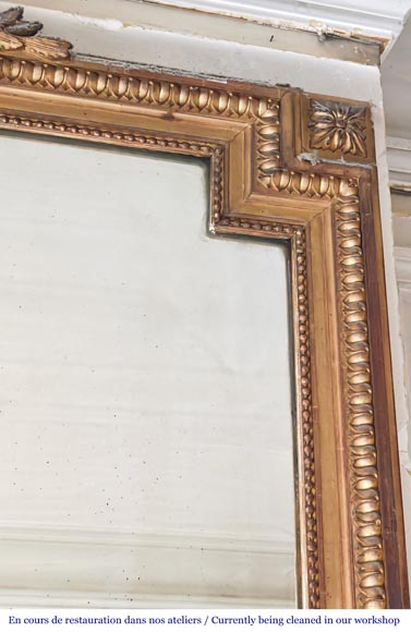 Richly decorated Louis XVI style gilt trumeau mirror Richly decorated Louis XVI style gilt trumeau mirror-2