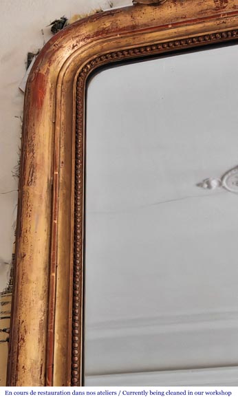 Gilt Louis XVI style trumeau mirror with a tied ribbon motif-3