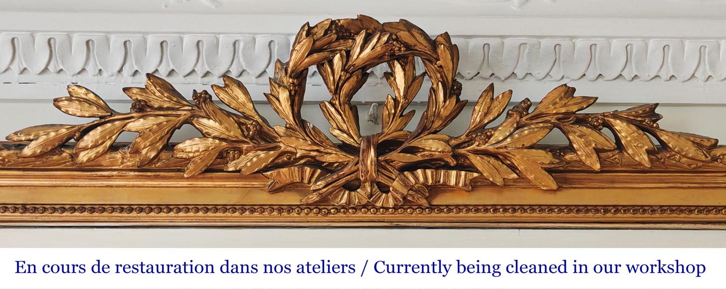  Louis XVI-style gilded pier-glass frame with a double laurel wreath motif-1