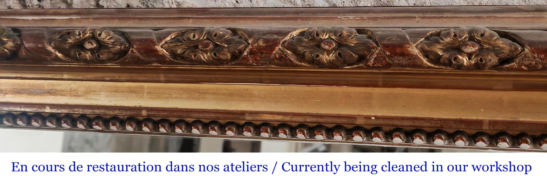 Louis XVI-style gilded overmantel mirror featuring a frieze decoration Louis XVI-style gilded overmantel mirror featuring a frieze decoration-6