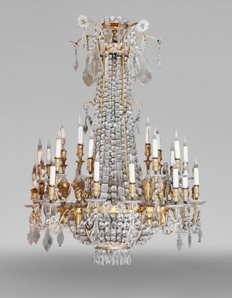 Gilt-bronze chandelier decorated with crystals Gilt-bronze chandelier decorated with crystals-0