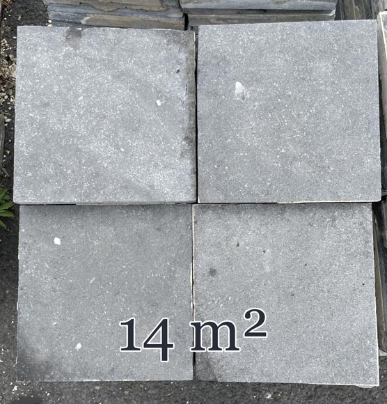 Lot of approximately 14 m² of antique Belgian bluestone floor tiles Lot of approximately 14 m² of antique Belgian bluestone floor tiles-0