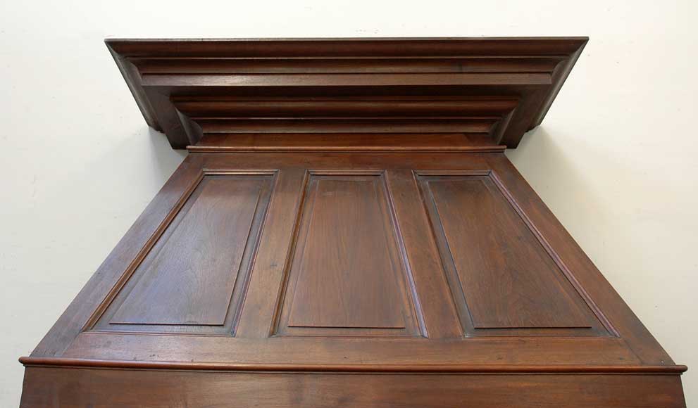 Antique Walnut hooded mantel from the 19th century-1