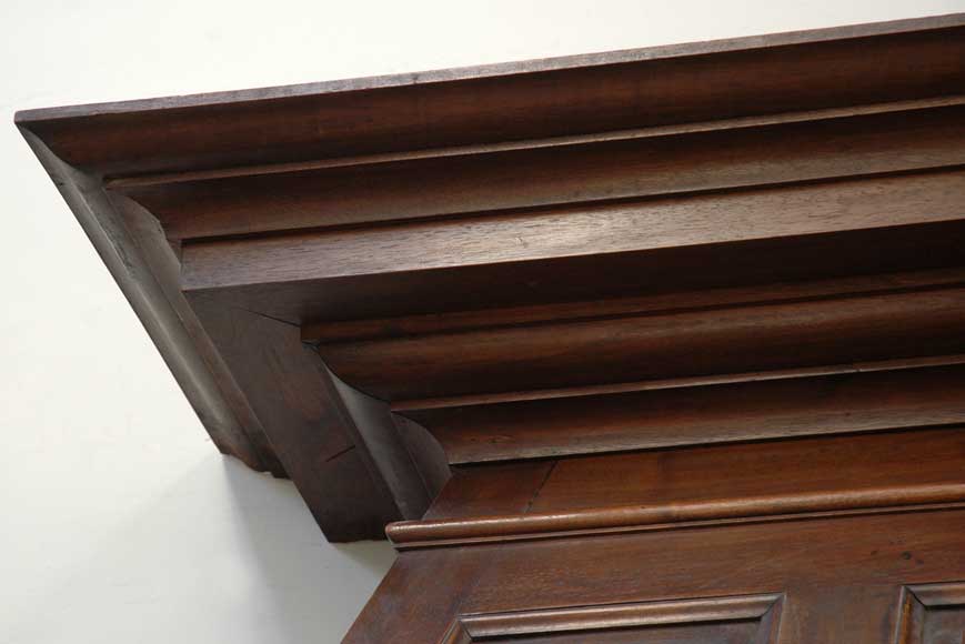 Antique Walnut hooded mantel from the 19th century-2