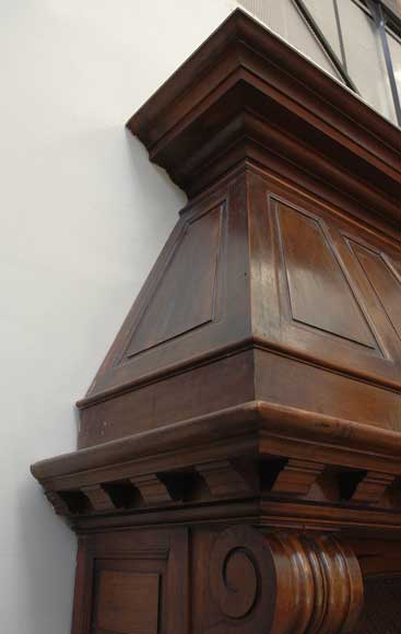 Antique Walnut hooded mantel from the 19th century-3