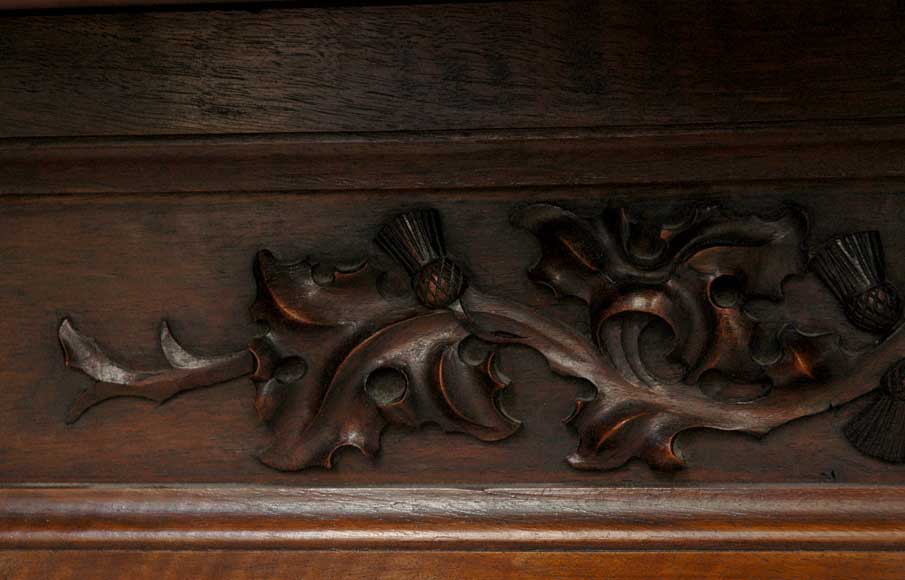 Antique Walnut hooded mantel from the 19th century-6