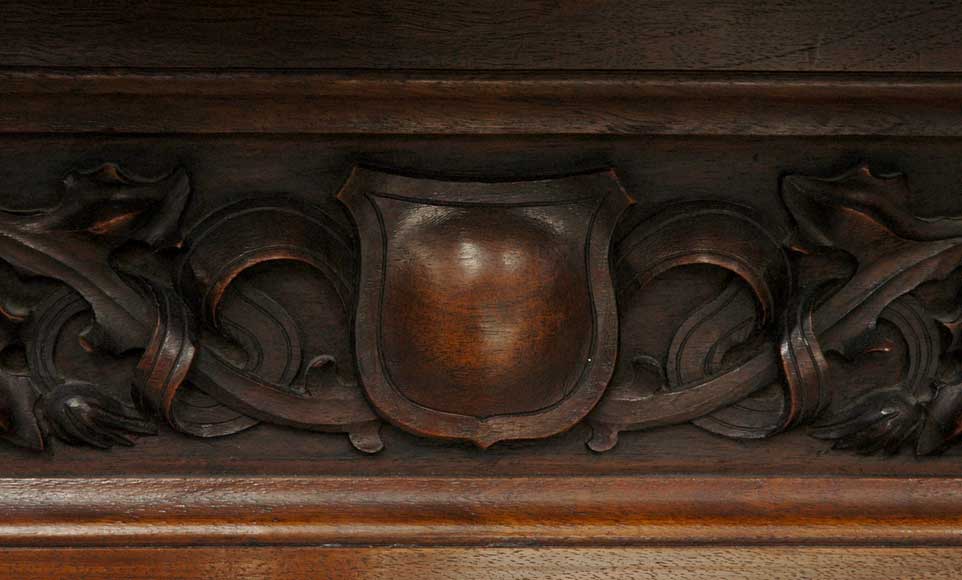 Antique Walnut hooded mantel from the 19th century-7