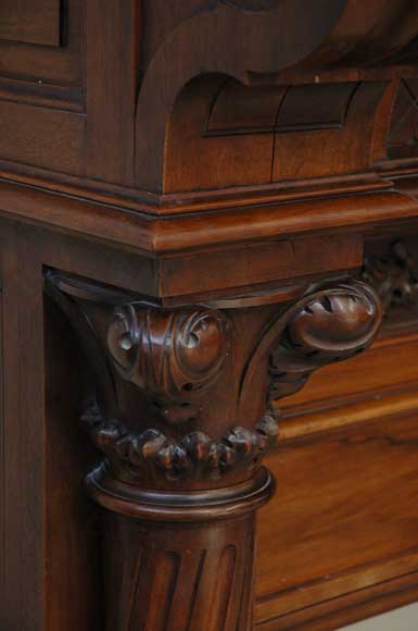 Antique Walnut hooded mantel from the 19th century-8