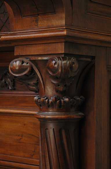 Antique Walnut hooded mantel from the 19th century-9