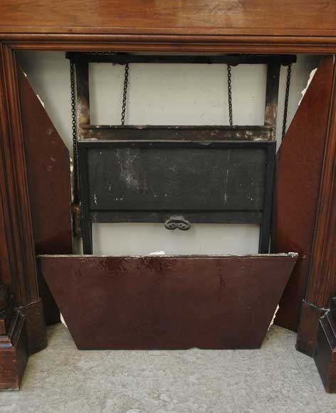 Antique Walnut hooded mantel from the 19th century-11