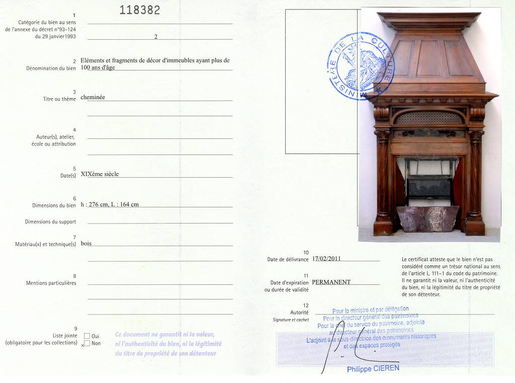 Export certificate