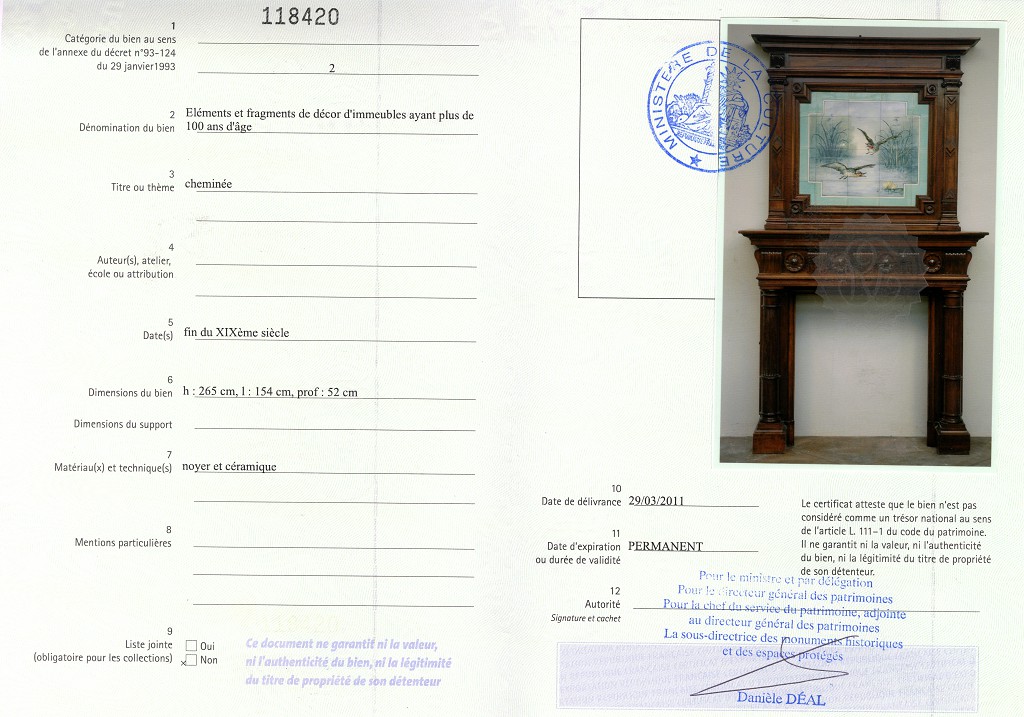 Export certificate