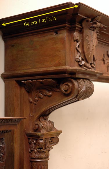 Antique oak mantel from the 19th century-6