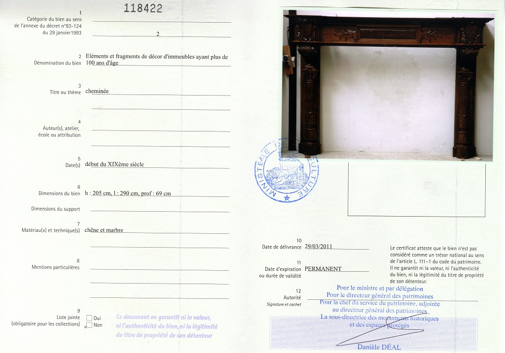 Export certificate