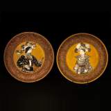 Maison KAYSER SOHN, Renaissance Personalities,  Pair of plates decorated in corviniello