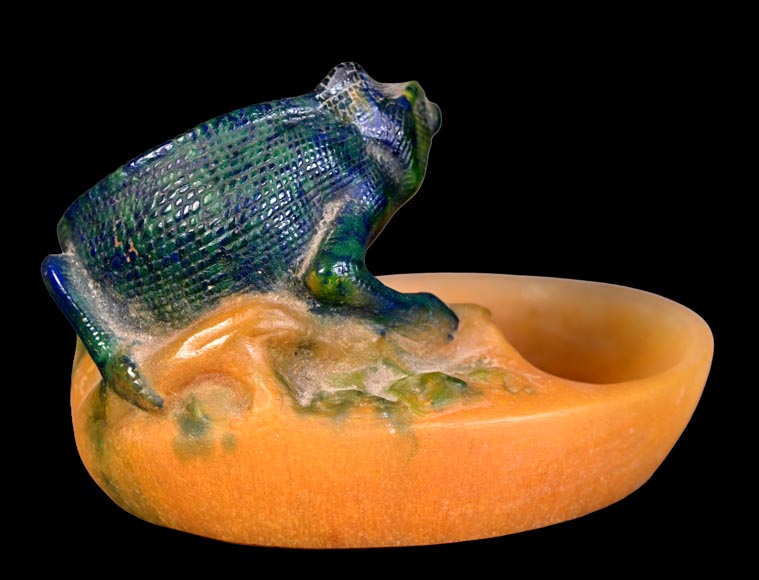 WALTER Amalric & BERGÉ Henri — Pâte de verre dish with chameleon-6