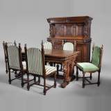 Antique Neo-Renaissance style dining room made out of carved walnut with grotesques and fantastics animals decor