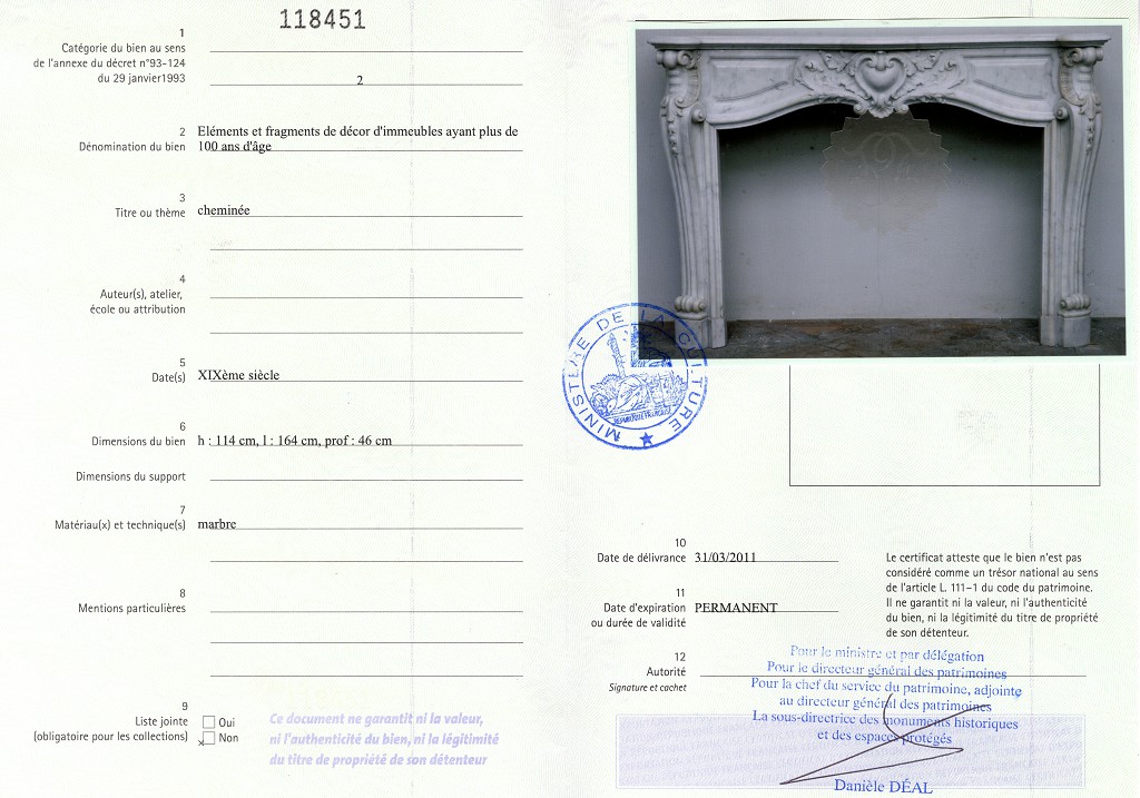 Export certificate