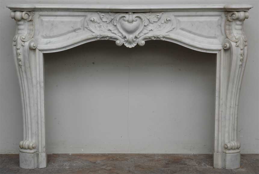 Louis XV style Carrara marble mantel-0