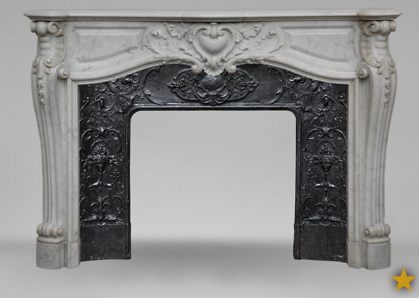 Louis XV style Carrara marble mantel-0