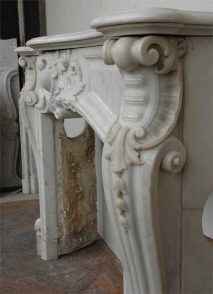 Louis XV style Carrara marble mantel-2