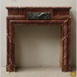 Louis XIV style mantel in Rouge du Nord marble