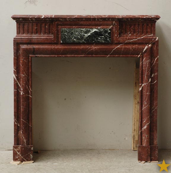 Louis XIV style mantel in Rouge du Nord marble-0