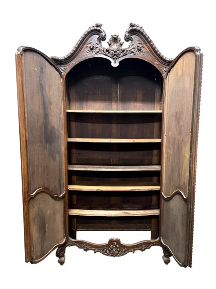 Antique Louis XV style carved walnut wardrobe with painted Japanese style decor-11