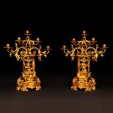Henri HOUDEBINE and DEMAY « Cherubs on the hunt » Pair of candelabras presented  at the Universal Exhibition of 1855