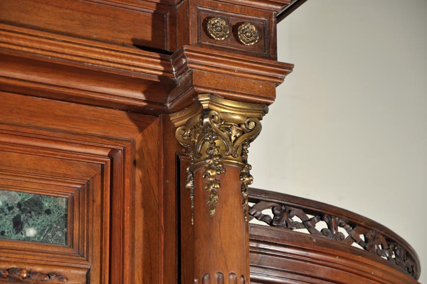 Eugène Frager, Meynard Manufacture (cabinetmaker), Ferdinand Barbedienne (bronze manufacturer), Louis-Constant Sevin (ornemanist) - Exceptional Neo-Renaissance style dining room set made out of carved walnut-6