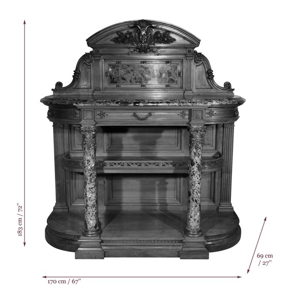 Eugène Frager, Meynard Manufacture (cabinetmaker), Ferdinand Barbedienne (bronze manufacturer), Louis-Constant Sevin (ornemanist) - Exceptional Neo-Renaissance style dining room set made out of carved walnut-22