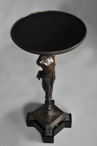 Patinated bronze pedestal table with Hermes-6