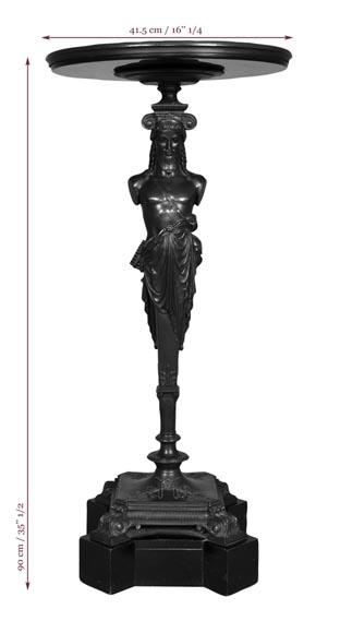 Patinated bronze pedestal table with Hermes-7