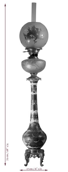 Magnificent Satzuma vase with man and woman decor mounted as a lamp with bronzes attributed to Ferdinand Barbedienne-10