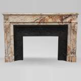 Antique Louis XVI style mantel in Orange veined marble in Skyros marble